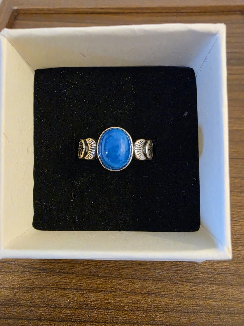Sterling Silver Blue Apatite Moon Ring